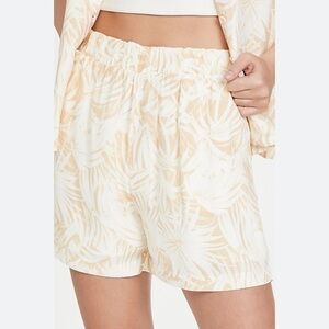 ANINE BING Candice short white tan floral pull on shorts pockets